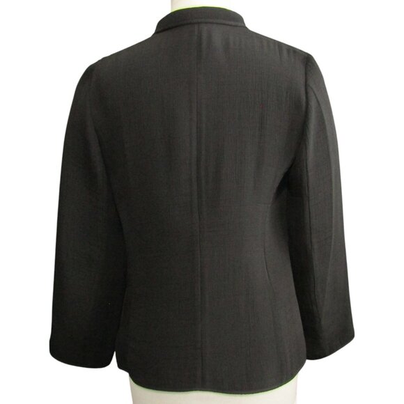 Eileen Fisher Black Textured Silk Blend Jacket Women Size XS Magnetic Snap Front - Picture 7 of 13